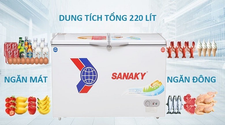 Dung tích 220 lít - Tủ đông Sanaky VH-2899W1  Dung tích 220 lít - Tủ đông Sanaky VH-2899W1