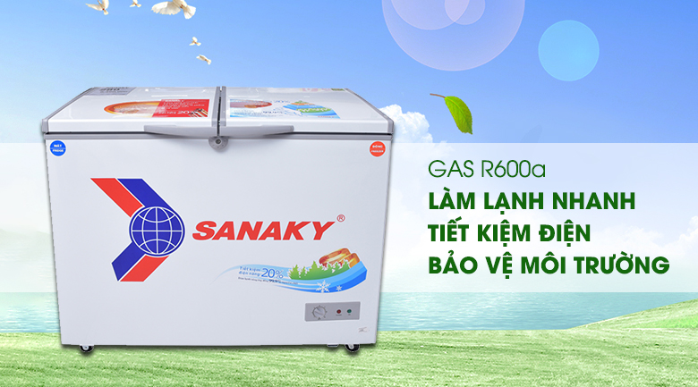 Gas R600a - Tủ đông Sanaky VH-2899W1  Gas R600a - Tủ đông Sanaky VH-2899W1