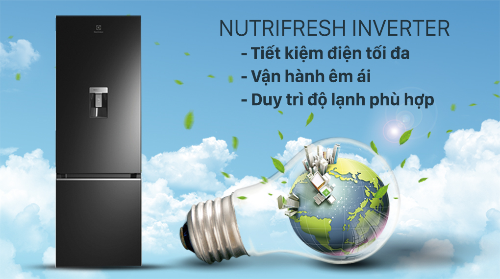 Tủ lạnh Electrolux Inverter 308 lít EBB3462K-H Tủ lạnh Electrolux Inverter 308 lít EBB3462K-H