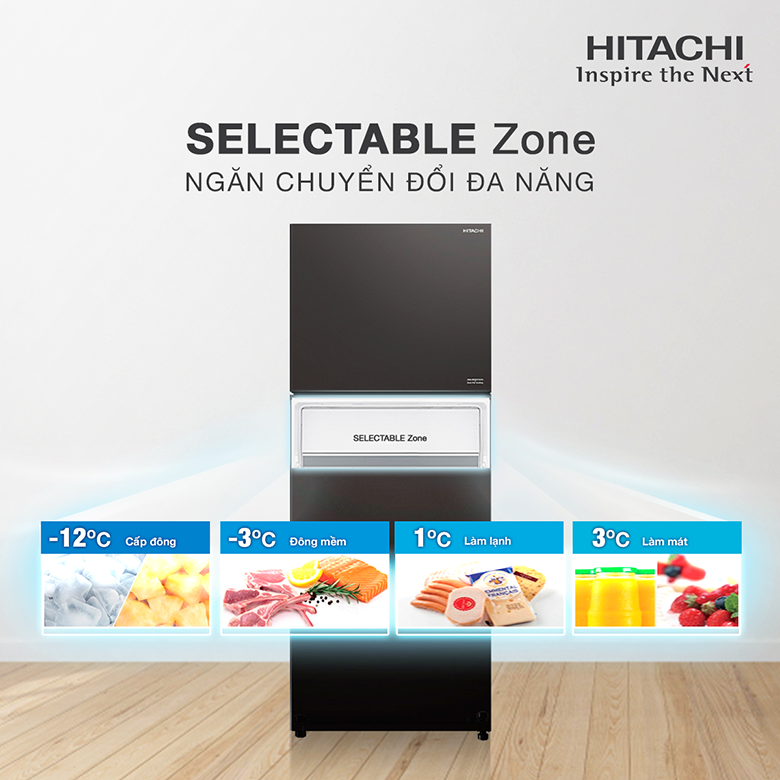 Tủ lạnh Hitachi Inverter 390 lít R-FVY510PGV0 GBK Tủ lạnh Hitachi Inverter 390 lít R-FVY510PGV0 GBK