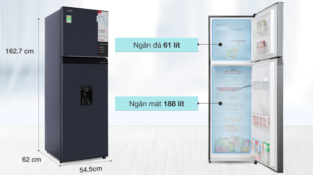 Tủ lạnh Toshiba Inverter 249 lít GR-RT325WE-PMV(06)-MG Tủ lạnh Toshiba Inverter 249 lít GR-RT325WE-PMV(06)-MG