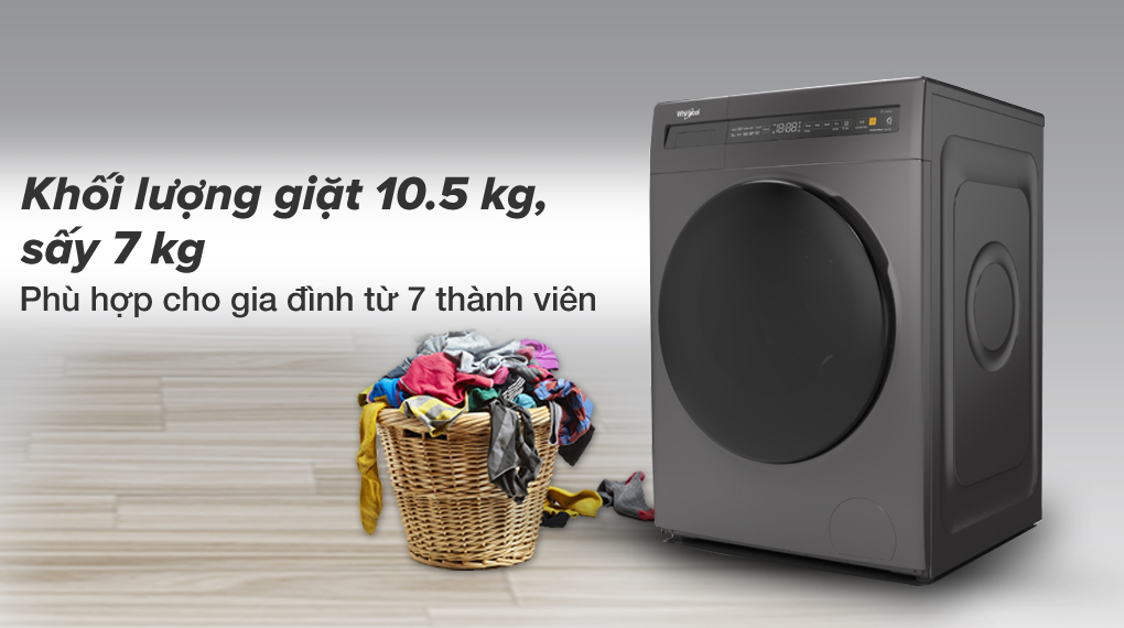Máy giặt sấy Whirlpool Inverter 10.5 kg WWEB10702FG Máy giặt sấy Whirlpool Inverter 10.5 kg WWEB10702FG