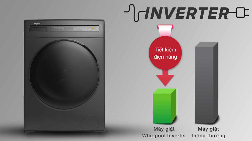 Máy giặt sấy Whirlpool Inverter 10.5 kg WWEB10702FG Máy giặt sấy Whirlpool Inverter 10.5 kg WWEB10702FG