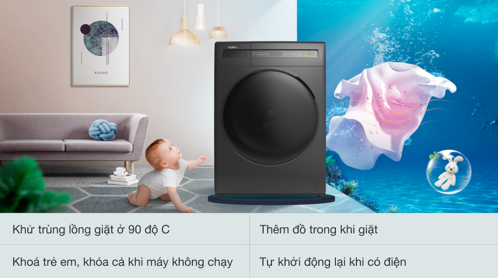 Máy giặt Whirlpool Inverter 9 kg FWEB9002FG Máy giặt Whirlpool Inverter 9 kg FWEB9002FG