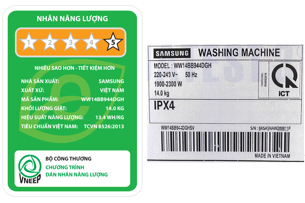 May Giat Samsung Inverter 14 Kg Ww14bb944dghsv