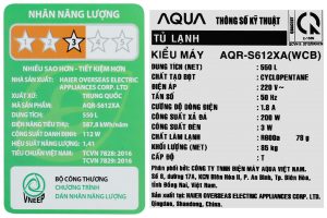 Tủ lạnh Aqua Inverter 550 lít Side By Side AQR-S612XA(WCB)