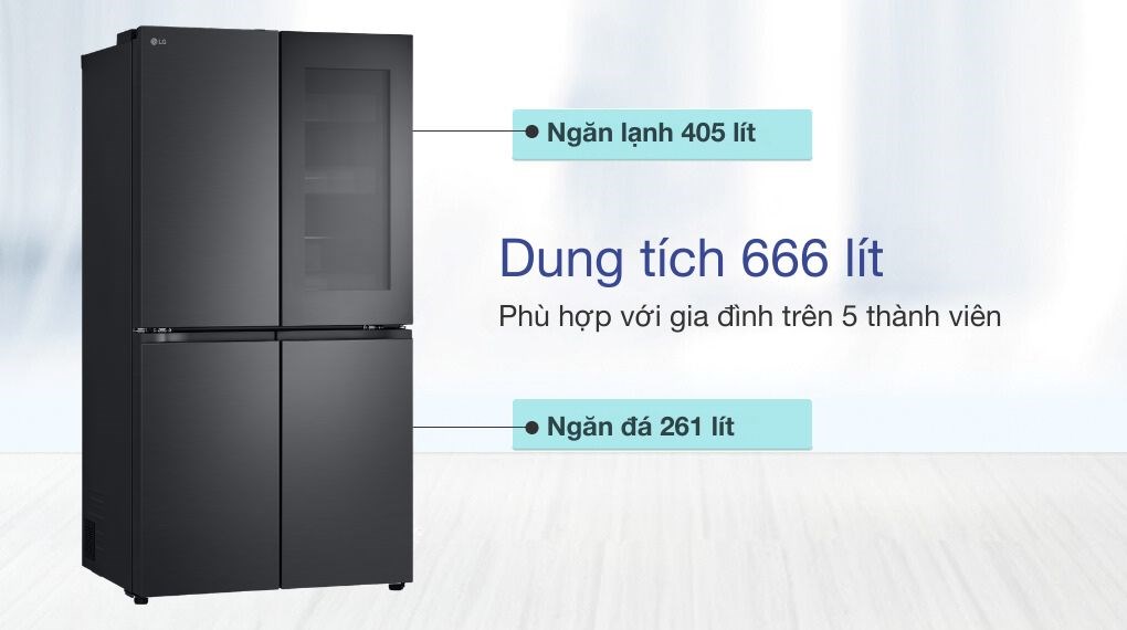 Tủ lạnh LG Inverter 666 lít Multi Door InstaView LFB66BLMI - Dung tích sử dụng