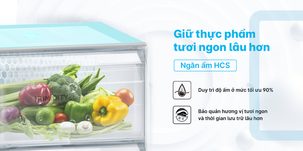 Ngăn ẩm HCS - Tủ lạnh Aqua Inverter 469 lít Multi Door AQR-M536XA(GB) Ngăn ẩm HCS - Tủ lạnh Aqua Inverter 469 lít Multi Door AQR-M536XA(GB)