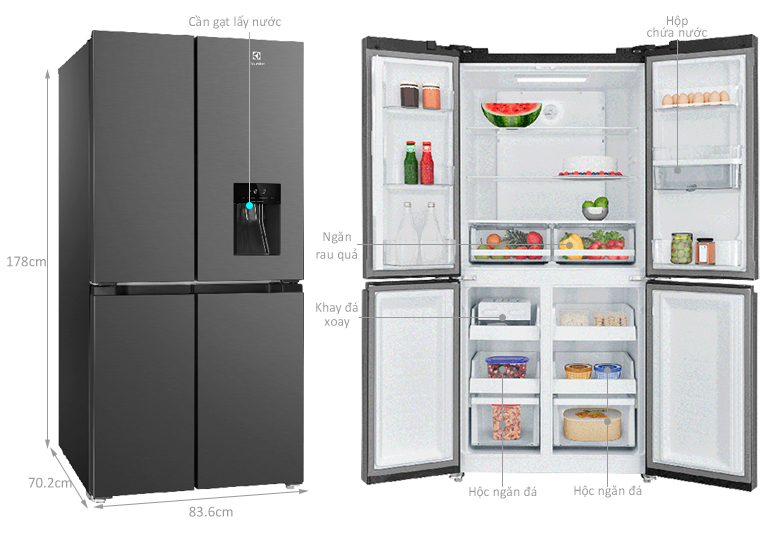 kích thước Tủ lạnh Electrolux Inverter 492 lít EQE4960A-B