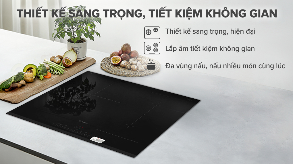 Bếp từ 3 vùng nấu PVJ631FB1E - Thiết kế Bếp từ 3 vùng nấu PVJ631FB1E - Thiết kế