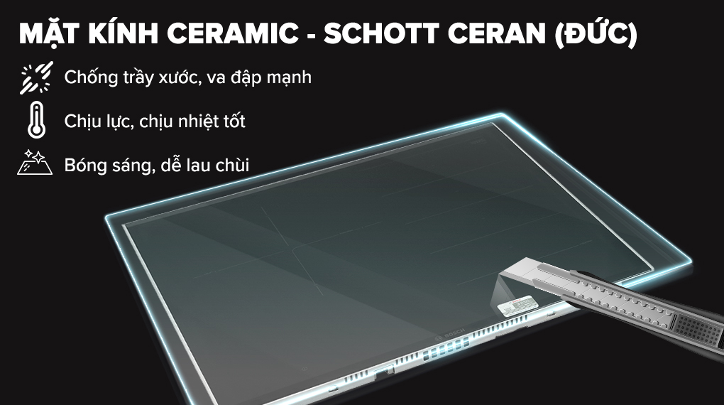 Bếp từ 3 vùng nấu lắp âm Bosch PXJ675DC1E - Mặt kính Bếp từ 3 vùng nấu lắp âm Bosch PXJ675DC1E - Mặt kính