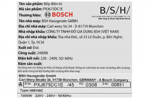 Bếp từ 3 vùng nấu lắp âm Bosch PXJ675DC1E