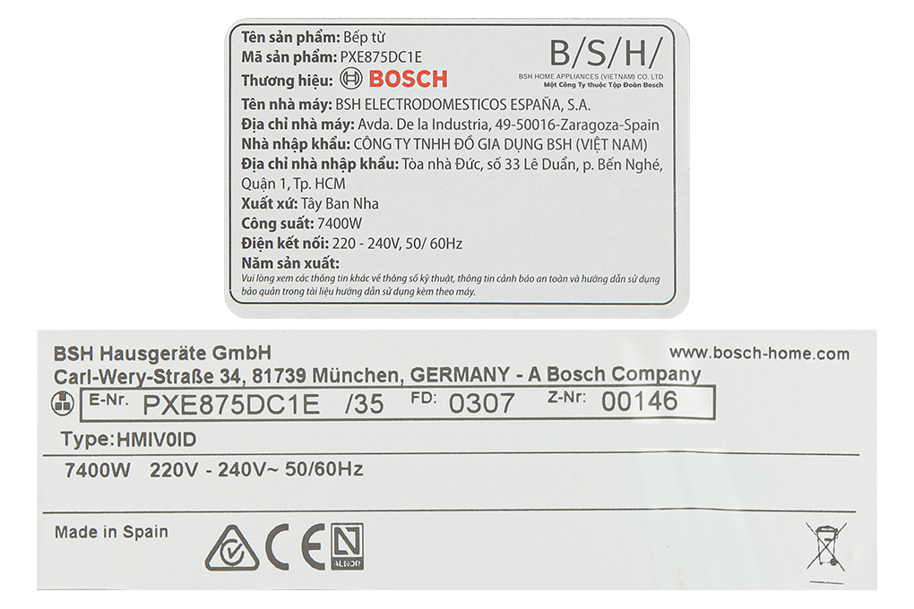 Bếp từ 4 vùng nấu lắp âm Bosch PXE875DC1E - Thương hiệu Bếp từ 4 vùng nấu lắp âm Bosch PXE875DC1E - Thương hiệu