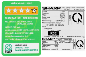 Máy lạnh Sharp Inverter 1 HP AH-XP10BSW