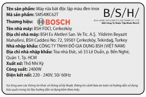 Máy rửa chén độc lập Bosch SMS4IKC62T