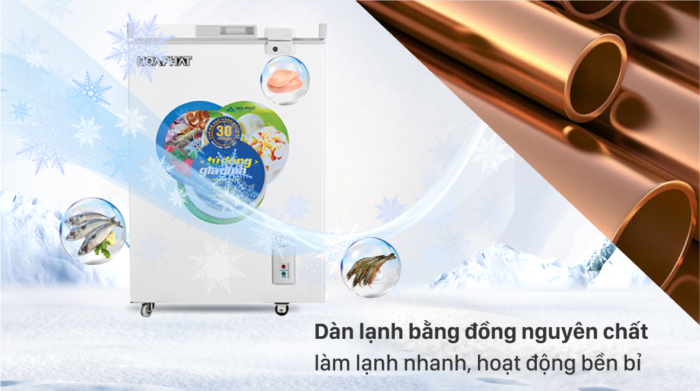 Tủ đông Hòa Phát HCF 106S1Đ - Dàn lạnh bằng đồng nguyên chất Tủ đông Hòa Phát HCF 106S1Đ - Dàn lạnh bằng đồng nguyên chất