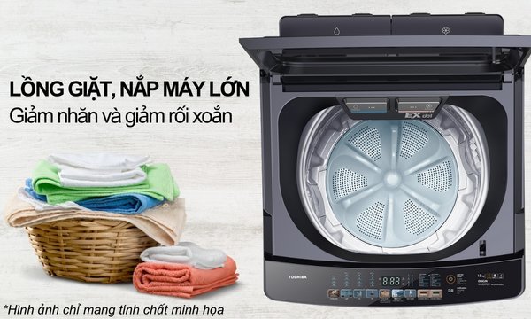 Máy giặt Toshiba Inverter 15 kg AW-DUHN1600LV(MG) Lồng giặt và cửa máy lớn