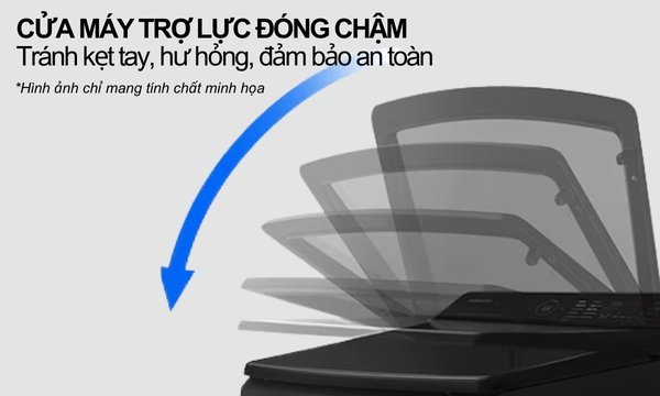 Máy giặt Toshiba Inverter 15 kg AW-DUHN1600LV(MG) Nắp kính cường lực đóng chậm an toàn