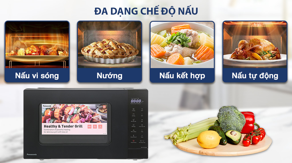 Lò vi sóng có nướng Panasonic NN-GT35NBYUE 24 lít - Đa dạng chế độ nấu Lò vi sóng có nướng Panasonic NN-GT35NBYUE 24 lít - Đa dạng chế độ nấu