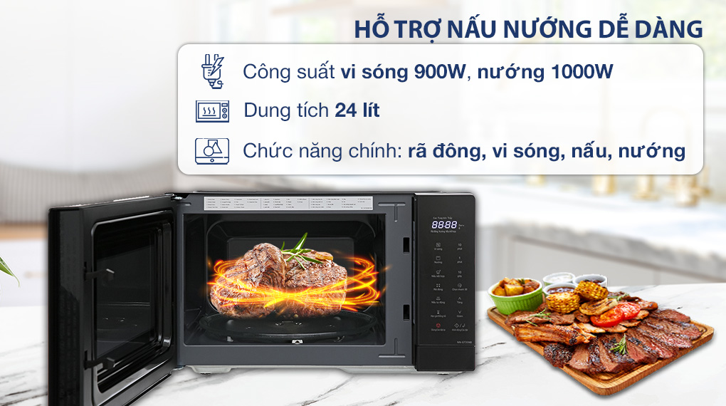 Lò vi sóng có nướng Panasonic NN-GT35NBYUE 24 lít - Hỗ trợ nấu nướng Lò vi sóng có nướng Panasonic NN-GT35NBYUE 24 lít - Hỗ trợ nấu nướng