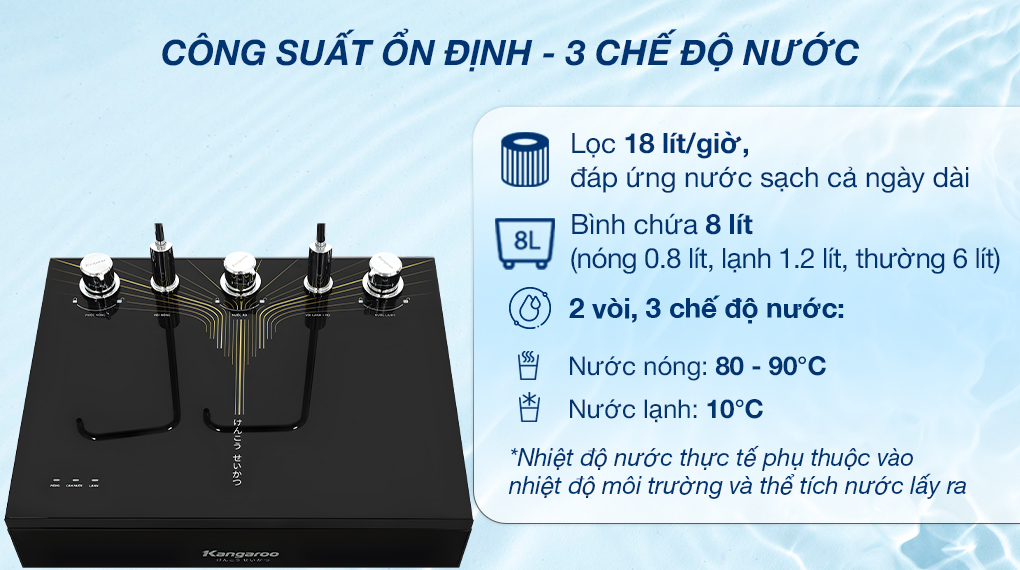 Máy lọc nước RO nóng nguội lạnh Kangaroo KG10A13 10 lõi - Công suất Máy lọc nước RO nóng nguội lạnh Kangaroo KG10A13 10 lõi - Công suất