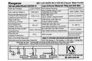 Máy lọc nước RO nóng nguội lạnh Hydrogen Kangaroo KG10A13 10 lõi