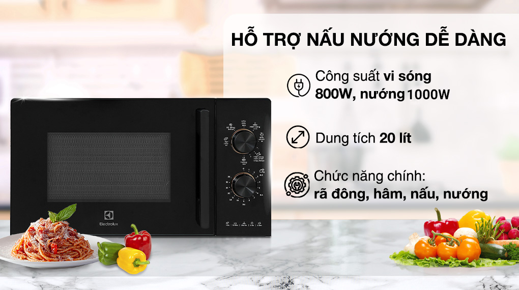 Lò vi sóng có nướng Electrolux EMG20K22B 20 lít Lò vi sóng có nướng Electrolux EMG20K22B 20 lít