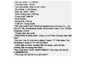 Bàn là hơi nước Tefal Easy Steam FV1955E0 1400W