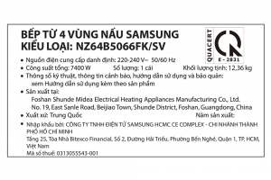Bếp từ 4 vùng nấu Samsung NZ64B5066FK3