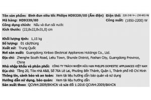 Ấm đun siêu tốc Philips 1.7 lít HD9339/80