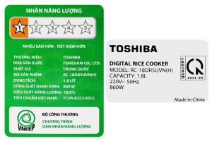 Nồi cơm điện tử Toshiba 1.8 lít RC-18DR5UVN(H)