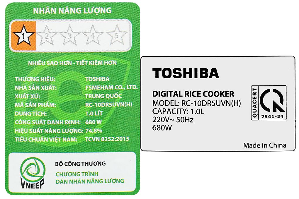 Nồi cơm điện tử Toshiba 1 lít RC-10DR5UVN(H) Nồi cơm điện tử Toshiba 1 lít RC-10DR5UVN(H)