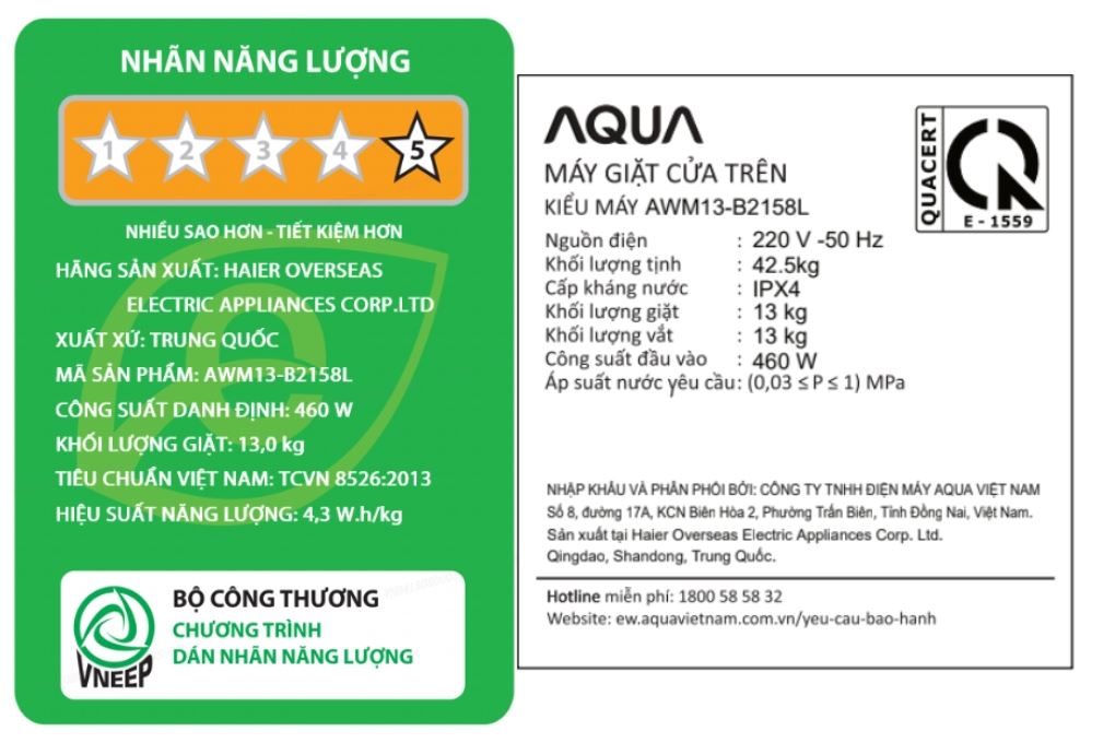 Máy giặt Aqua Inverter 13 kg AWM13-B2158L(B) Máy giặt Aqua Inverter 13 kg AWM13-B2158L(B)