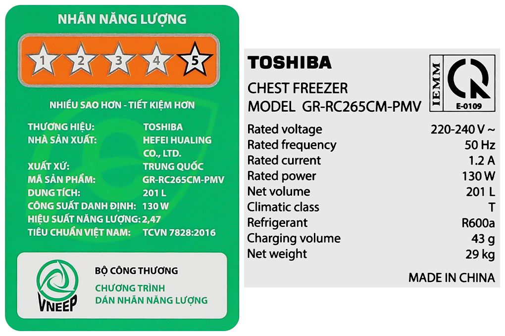 Tủ đông Toshiba Inverter 201 lít GR-RC265CM-PMV(01) Tủ đông Toshiba Inverter 201 lít GR-RC265CM-PMV(01)