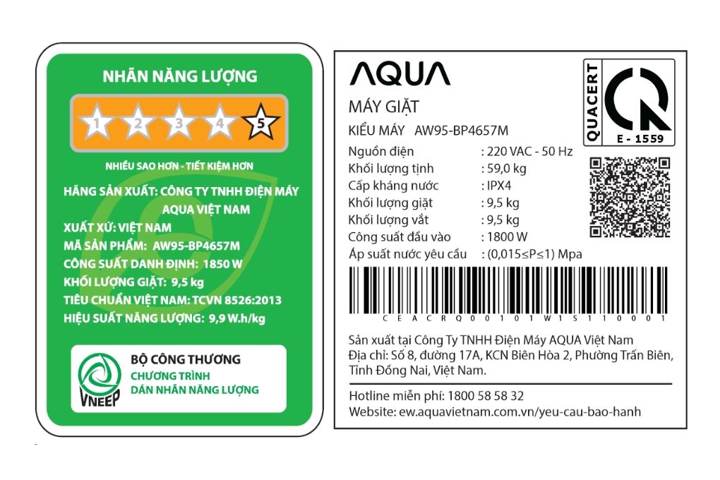 Máy giặt Aqua Inverter 9.5 kg AW95-BP4657M(B) Máy giặt Aqua Inverter 9.5 kg AW95-BP4657M(B)
