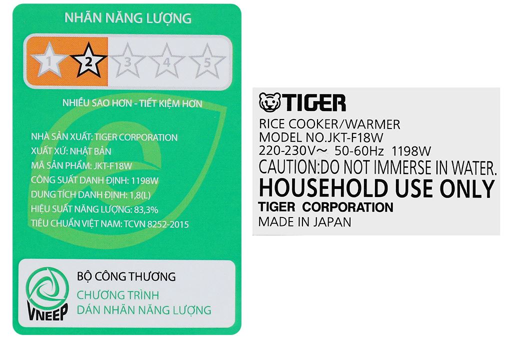 Nồi cơm cao tần Tiger 1.8 lít JKT-F18W Nồi cơm cao tần Tiger 1.8 lít JKT-F18W