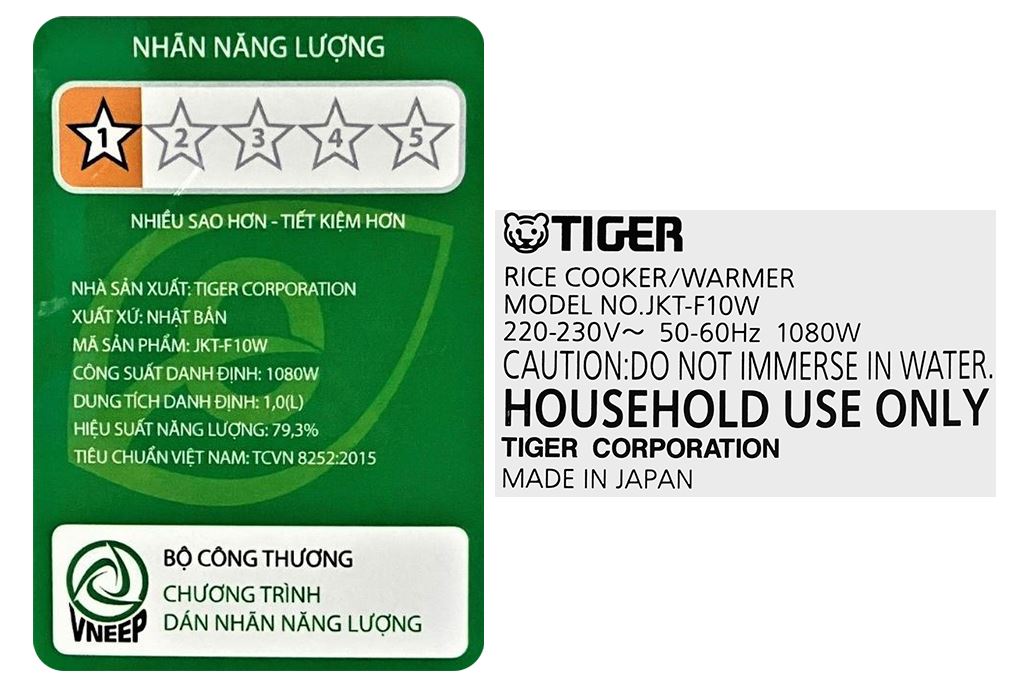 Nồi cơm cao tần Tiger 1 lít JKT-F10W Nồi cơm cao tần Tiger 1 lít JKT-F10W