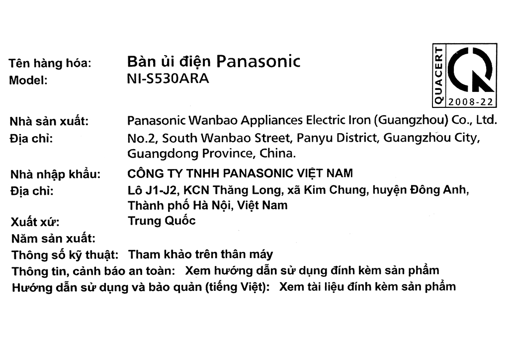 Bàn ủi hơi nước Panasonic NI-S530ARA 2400W Bàn ủi hơi nước Panasonic NI-S530ARA 2400W