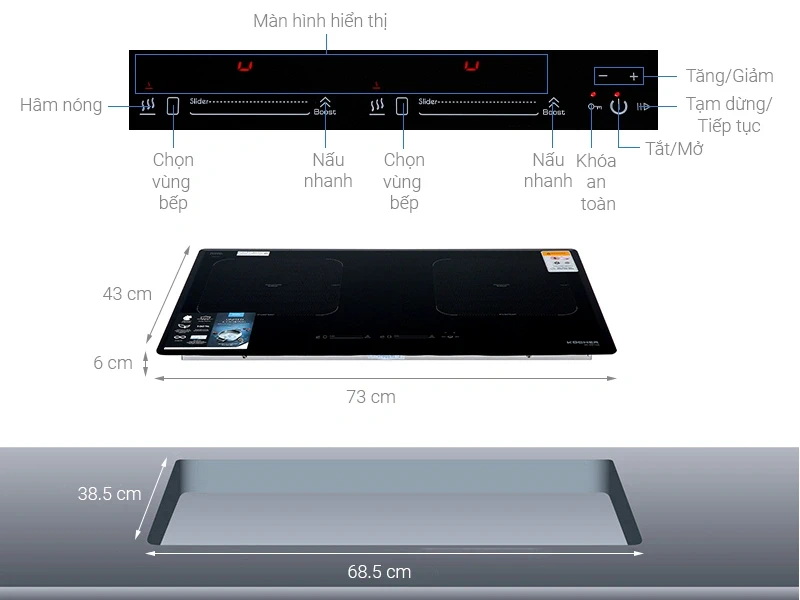 Bếp từ đôi Kocher DI 881GE Bếp từ đôi Kocher DI 881GE