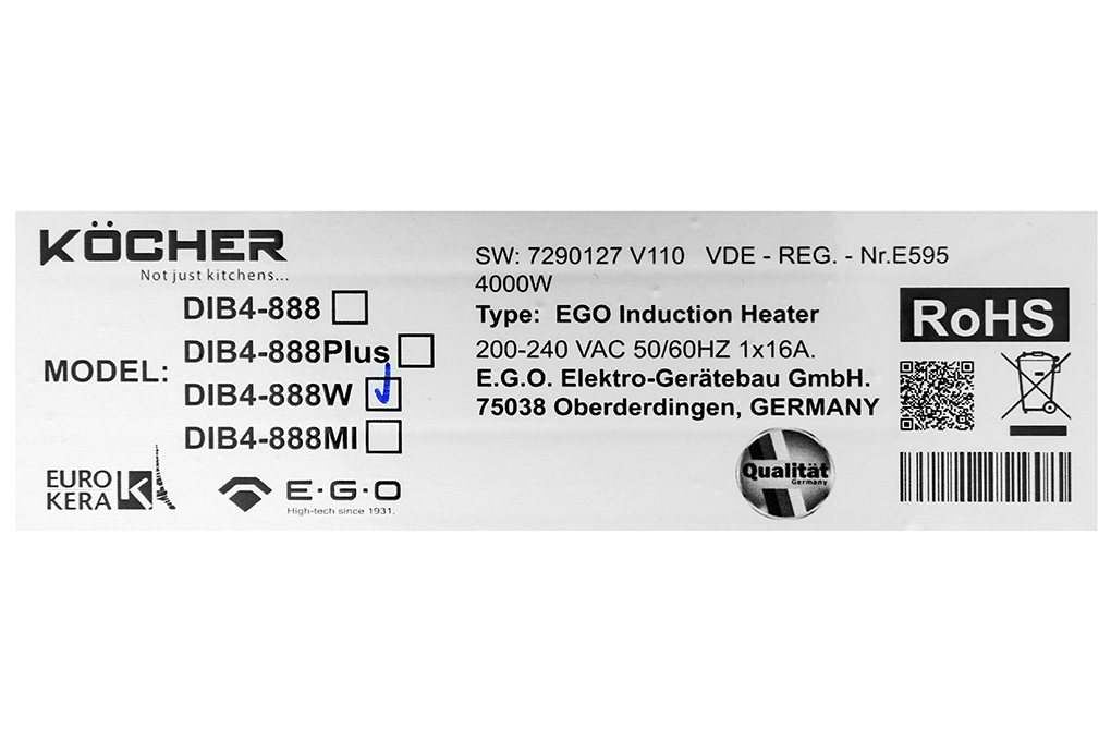 Bếp từ đôi lắp âm Kocher DIB4-888W Bếp từ đôi lắp âm Kocher DIB4-888W