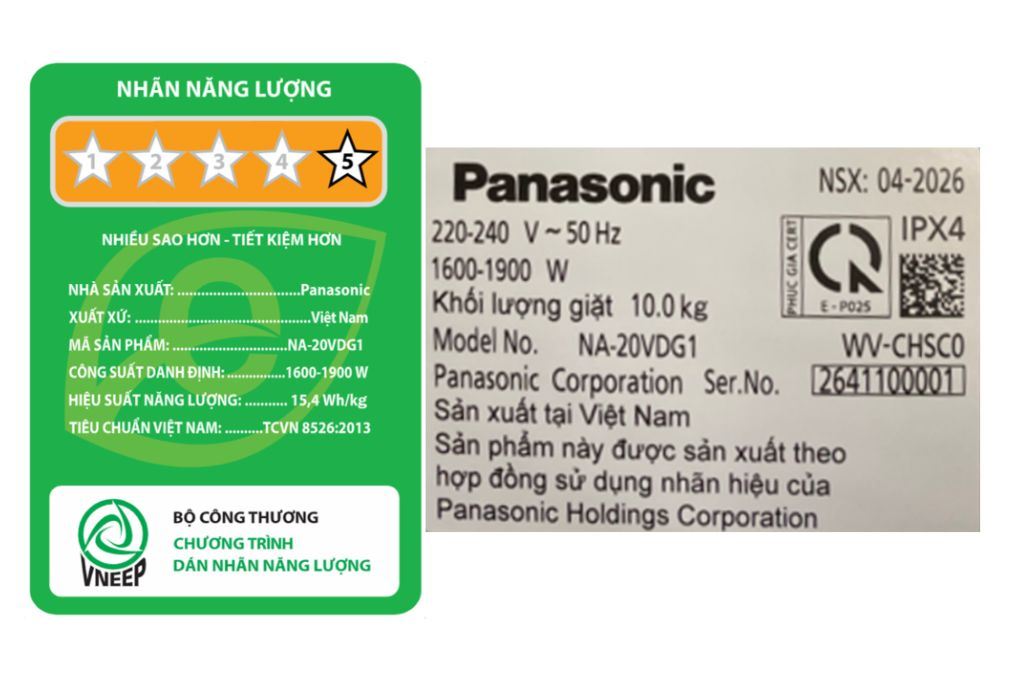 Máy giặt Panasonic Inverter 10 kg NA-20VDG1BVT Máy giặt Panasonic Inverter 10 kg NA-20VDG1BVT