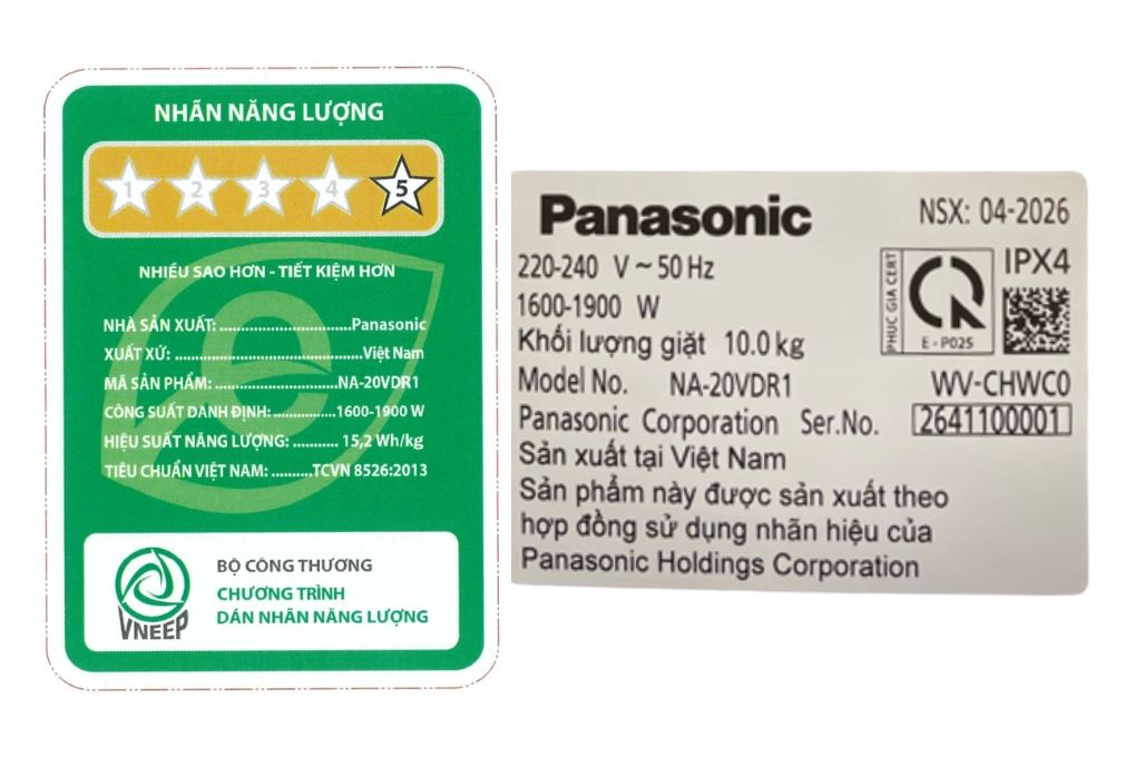 Máy giặt Panasonic Inverter 10 Kg NA-20VDR1BVT Máy giặt Panasonic Inverter 10 Kg NA-20VDR1BVT