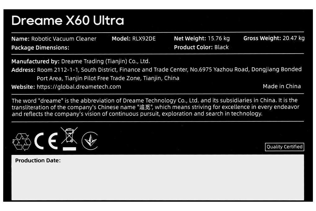 Robot hút bụi lau nhà Dreame X60 Ultra - Đen Robot hút bụi lau nhà Dreame X60 Ultra - Đen