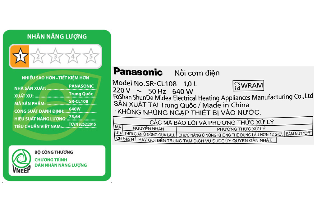 Nồi cơm điện tử Panasonic 1 lít SR-CL108WRAM Nồi cơm điện tử Panasonic 1 lít SR-CL108WRAM