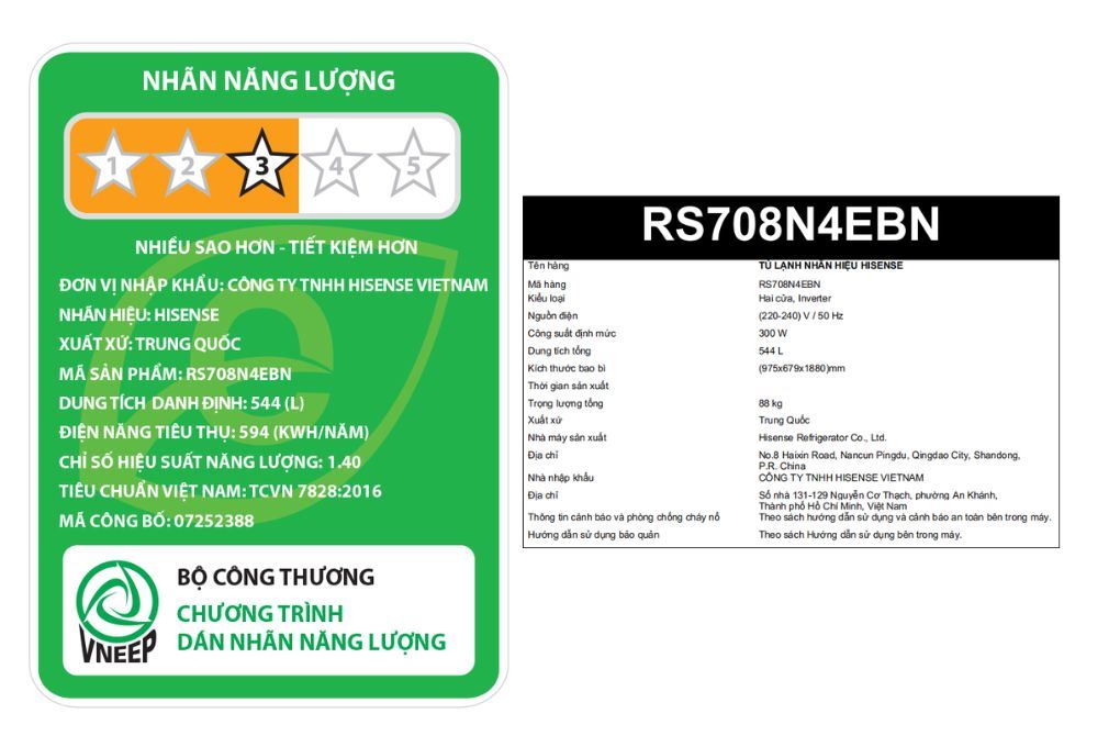 Tủ lạnh Hisense Inverter 544 lít Side By Side RS708N4EBN Tủ lạnh Hisense Inverter 544 lít Side By Side RS708N4EBN