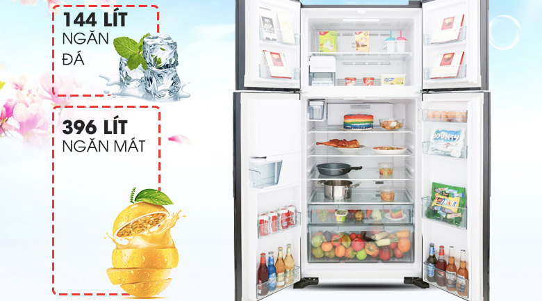 Dung tích 540 lít - Tủ lạnh Hitachi Inverter 540 lít R-FW690PGV7X GBK Dung tích 540 lít - Tủ lạnh Hitachi Inverter 540 lít R-FW690PGV7X GBK