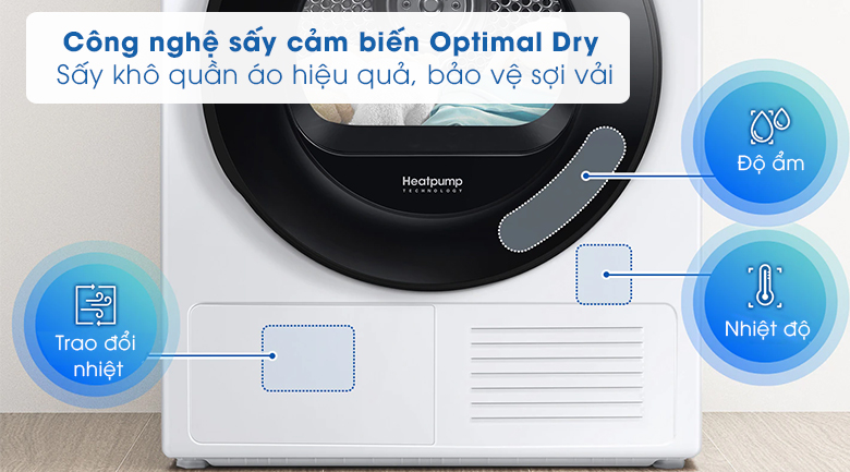 Máy sấy bơm nhiệt Samsung 9 Kg DV90TA240AE