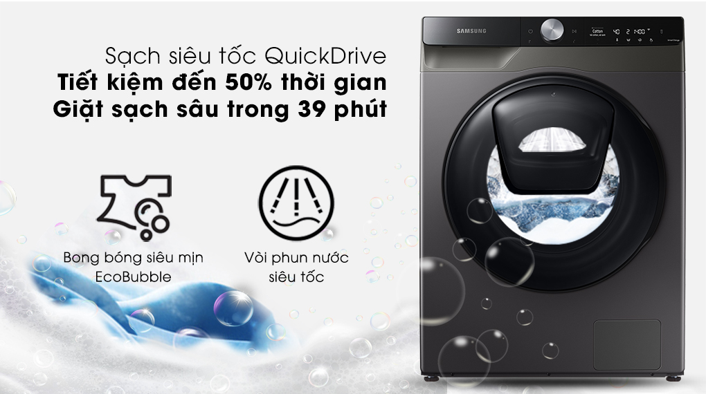 Máy giặt sấy Samsung Addwash Inverter 9.5kg WD95T754DBX Máy giặt sấy Samsung Addwash Inverter 9.5kg WD95T754DBX