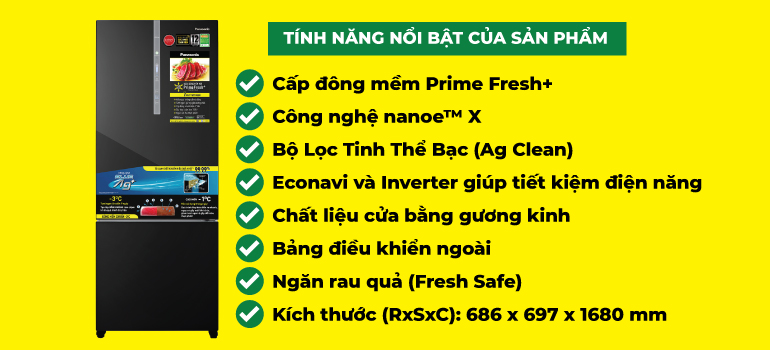 Tủ lạnh Panasonic Inverter 380 lít NR-BX421XGKV