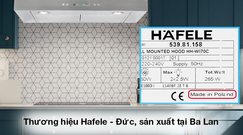 Máy hút mùi áp tường Hafele HH-WI70C (539.81.158)